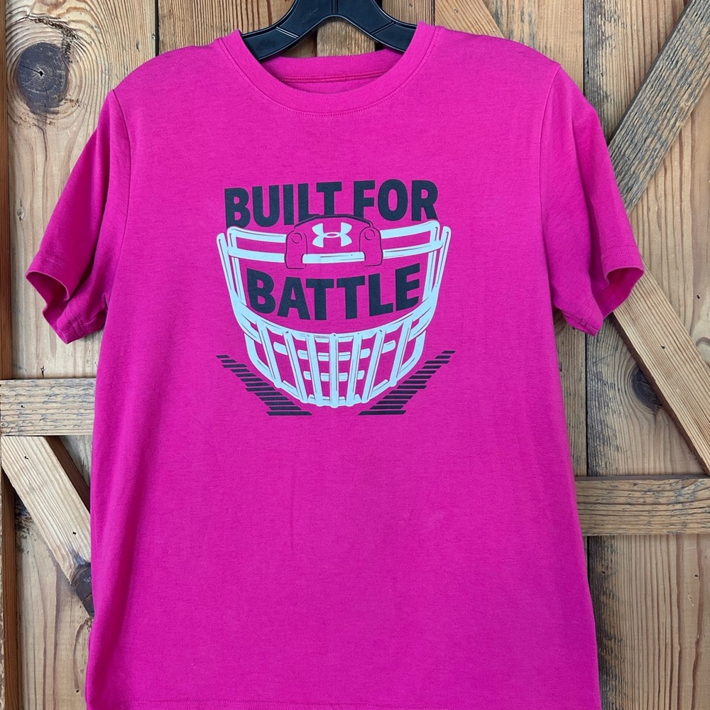 Youth Under Armour Pink Short Sleeve Tee Built for Battle
